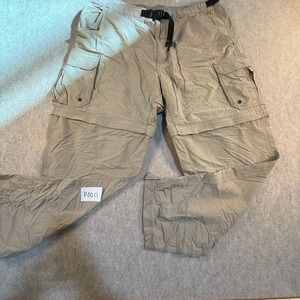 REI Sahara Convertible Cargo Hiking Pants Mens LX30 Khaki Tan UPF 50 Zip Off